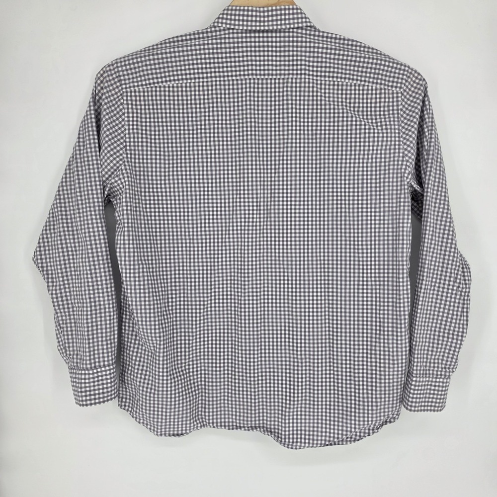 Untuckit Mens Button Up Shirt XXL Long Sleeve Gray Gingham Check Preppy Premium - Picture 5 of 7